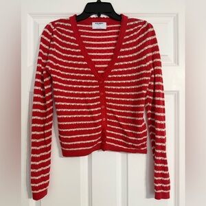 Old Navy Red and White Striped Cardigan